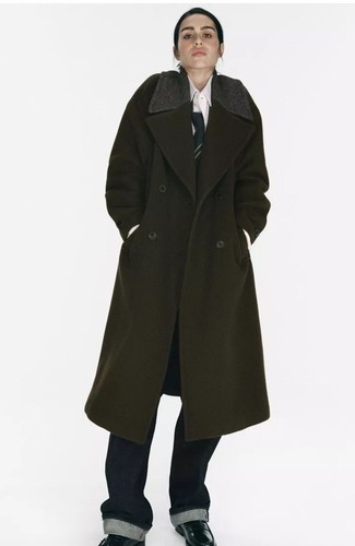 ZARA ZW COLLECTION WOOL BLEND COAT OLIVE GREEN FW24/25 SIZE M REF. 2050/845 - Picture 2 of 6