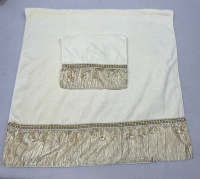 Croscill Bath Sheet & Hand Towel Set Metallic Gold Dangly Crystal  Beads NEW