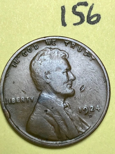 1924-D LINCOLN WHEAT CENT, low mintage semi-key date, "VERY GOOD" condition #156