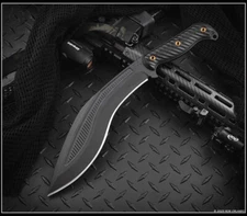 RMJ Tactical Kukri Graphite Cerakote 80CRV2 Blade Black G-10 - Sheath