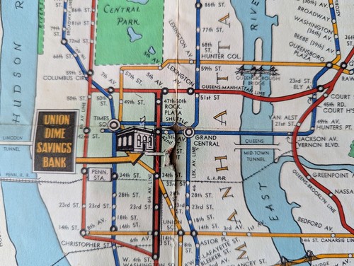 Vintage 1940 New York City Subway Map Union Dime Stephen Voorhies Pictorial - Picture 6 of 7
