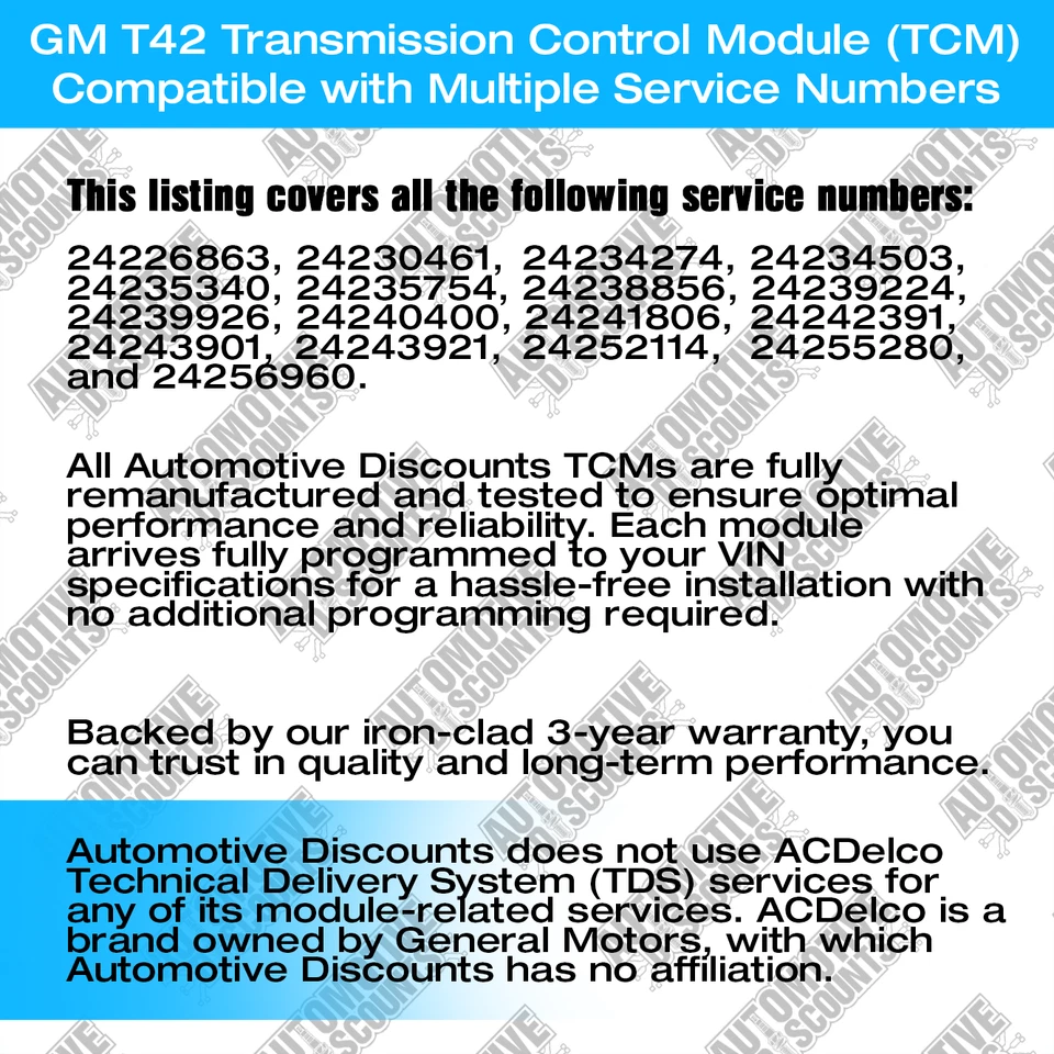 VIN Programmed Transmission Control Module TCM TCU 24243921 06-09 - Image 2 of 4