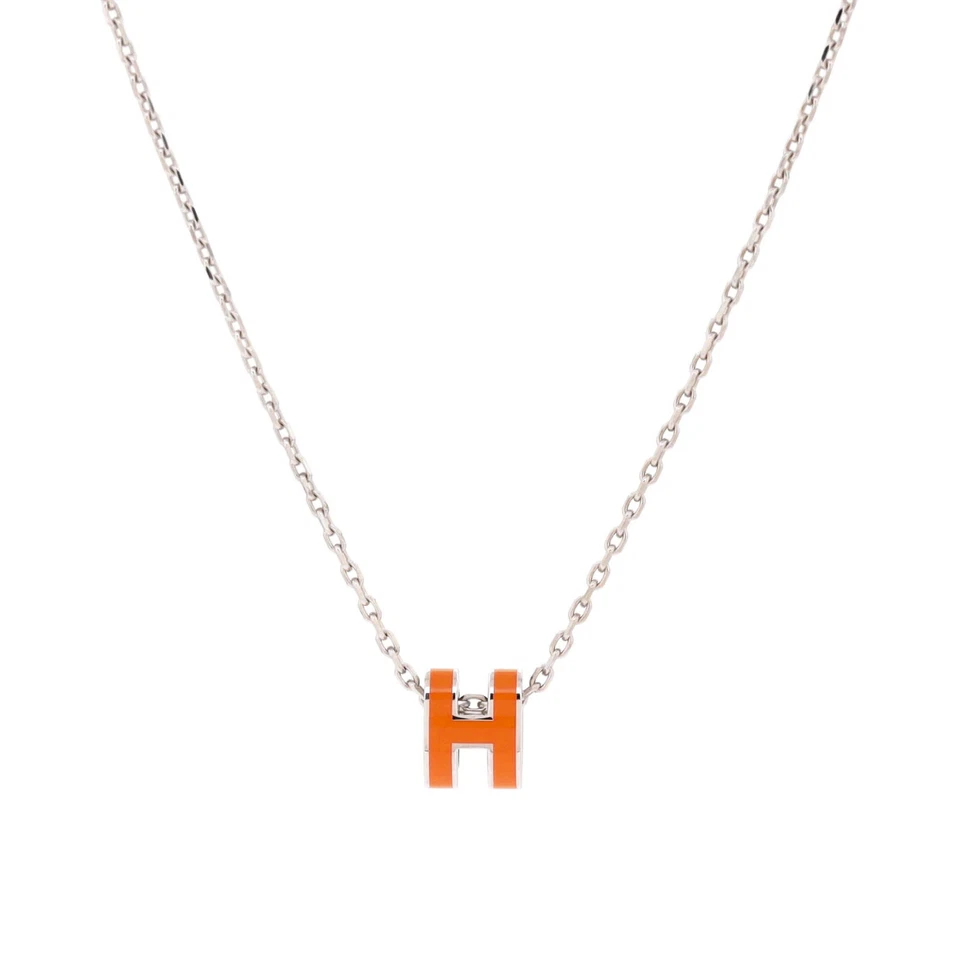 Hermes Pop H Pendant Chain Necklace Metal and Enamel Mini