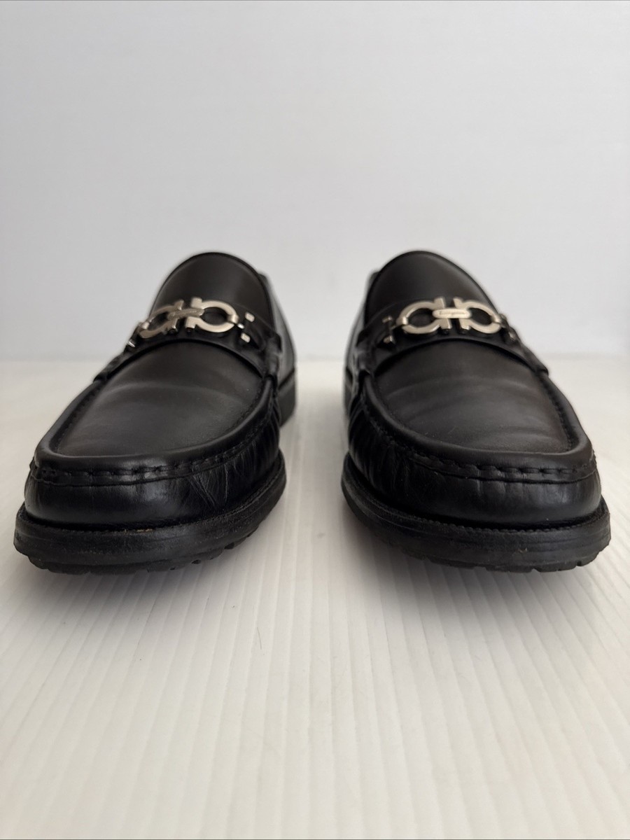 Salvatore Ferragamo Gancini Horse Bit Loafers Black Leather Mens 11.5 D Designer 12540739_24056294_600.jpg main image 4