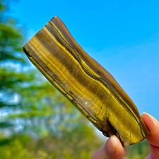 100G Natural Tiger's Eye Stone Slice Quartz Crystal Mineral Specimen Healing