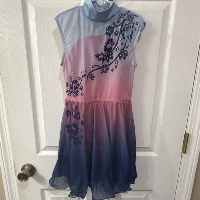 Weissman Girls MC Ice Skating Skater Dress Ombre Pink/Blue Rhinestones