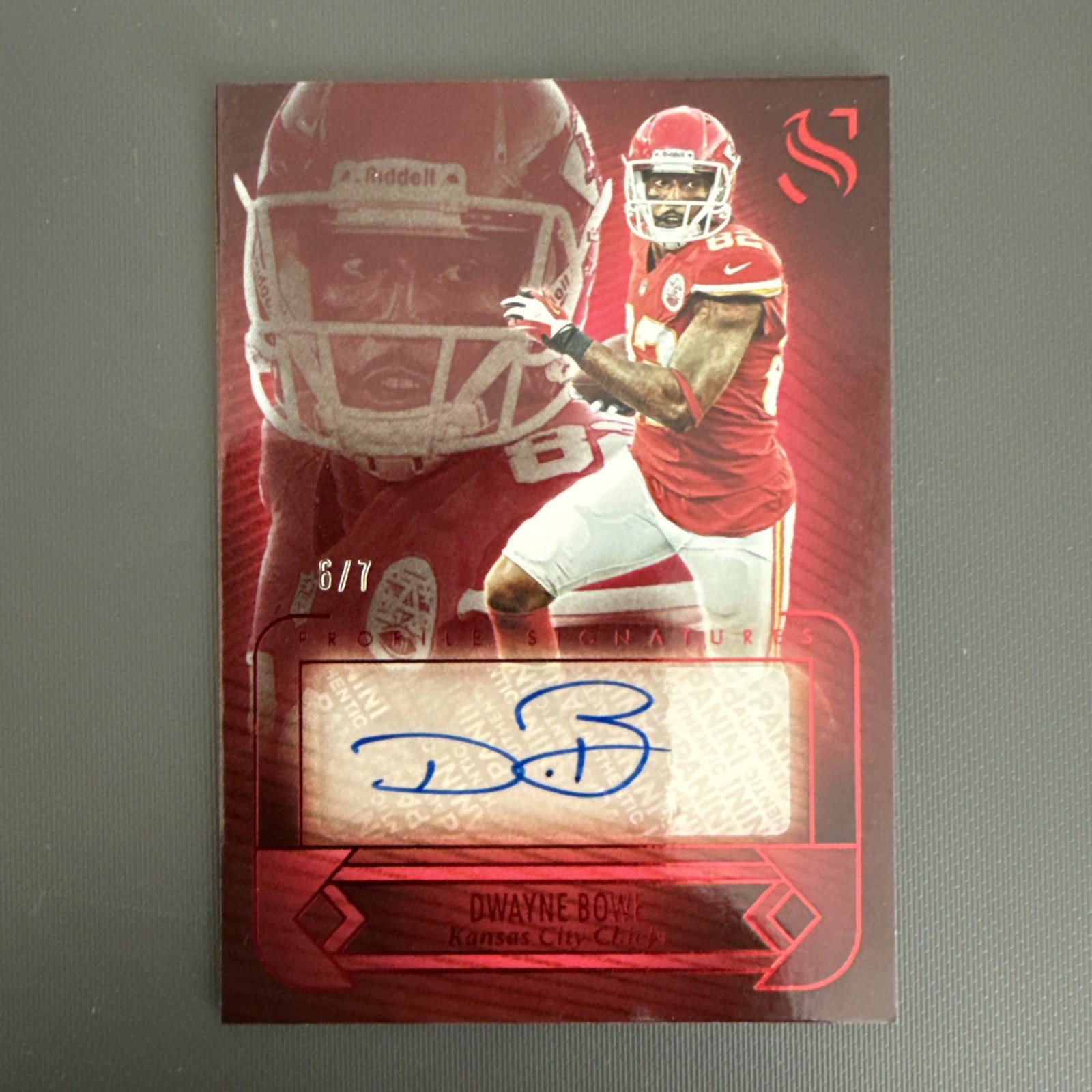 Dwayne Bowe 2025 Panini Silhouette #PS-DBE FOTL Auto /7 Chiefs SSP