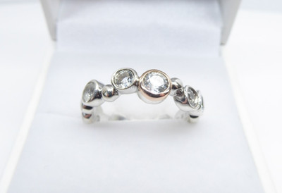 Clogau Gold Silver & 9ct Rose Gold White Topaz Celebration Ring Size M