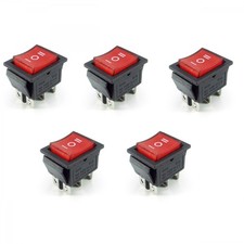 5x DPDT 3-Way Red LED Backlight On/Off/On Rocker Car Switch AC 250V 16A/125V 20A