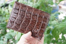 Brown Real Crocodile Hornback Skin Leather Men's Bifold Wallet U40