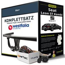 Für SEAT Leon ST Kombi Typ 5F8 Anhängerkupplung starr +eSatz 13pol uni 12- NEU