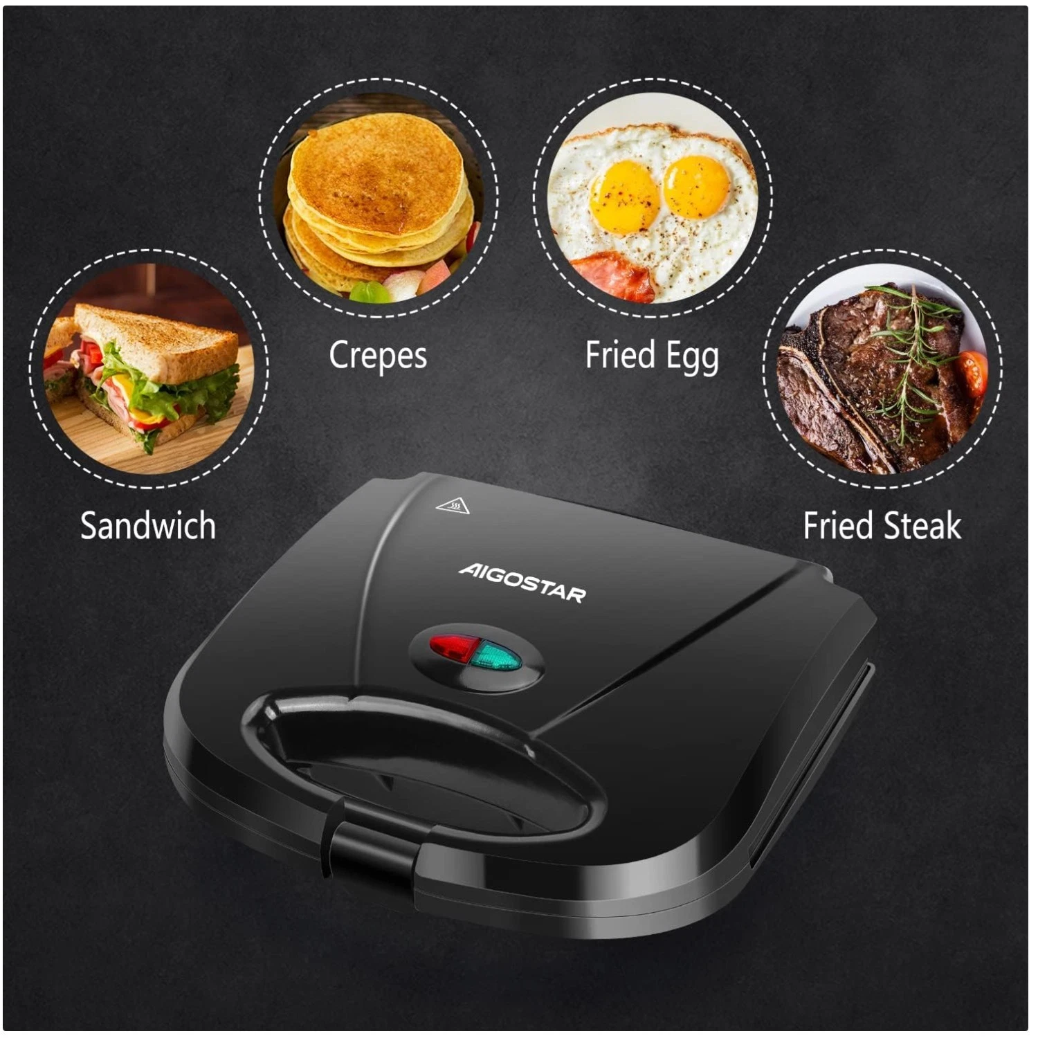 Sandwich Maker with Non-stick Deep Grid Surface fo