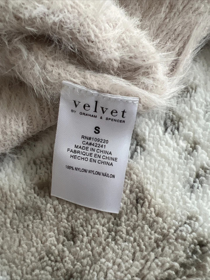Suéter para mujer Velvet By Graham & Spencer hilo de plumas rubor talla pequeña Foto 4 de 4