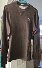 Abercrombie  Fitch Large Mens Cotton Muscle Sweater Pullover -Brown Exc. Cond 