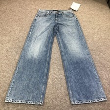 Aeropostale Wide Leg Jeans Womens 6 Blue Medium Wash Cotton Denim Pants Sample