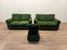 Taylor Fabric 2 & 2 Seater Sofa Set & Footstool – Green