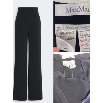 MaxMara $650 Navy Blue Wool / Elastane  Side Zip Dress Pant Trouser US 8 EUC