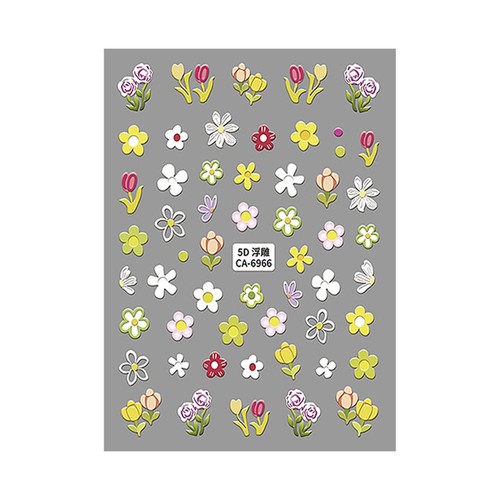 5D Hibiscus Flower Nail Sticker Small Flower Relief Floral Nail Stickers Nail - Picture 20 of 21
