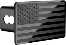 Tow Trailer Hitch Cover W American Flag 2inch Receiver Black Aluminum