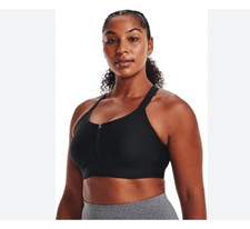 UNDER ARMOUR Continuum High Impact Zip Sports Bra 1X Black Front Zip 1379029 UA