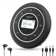 HOTT C105 Portable CD Player, Rechargeable Battery,Bluetooth/FM Black