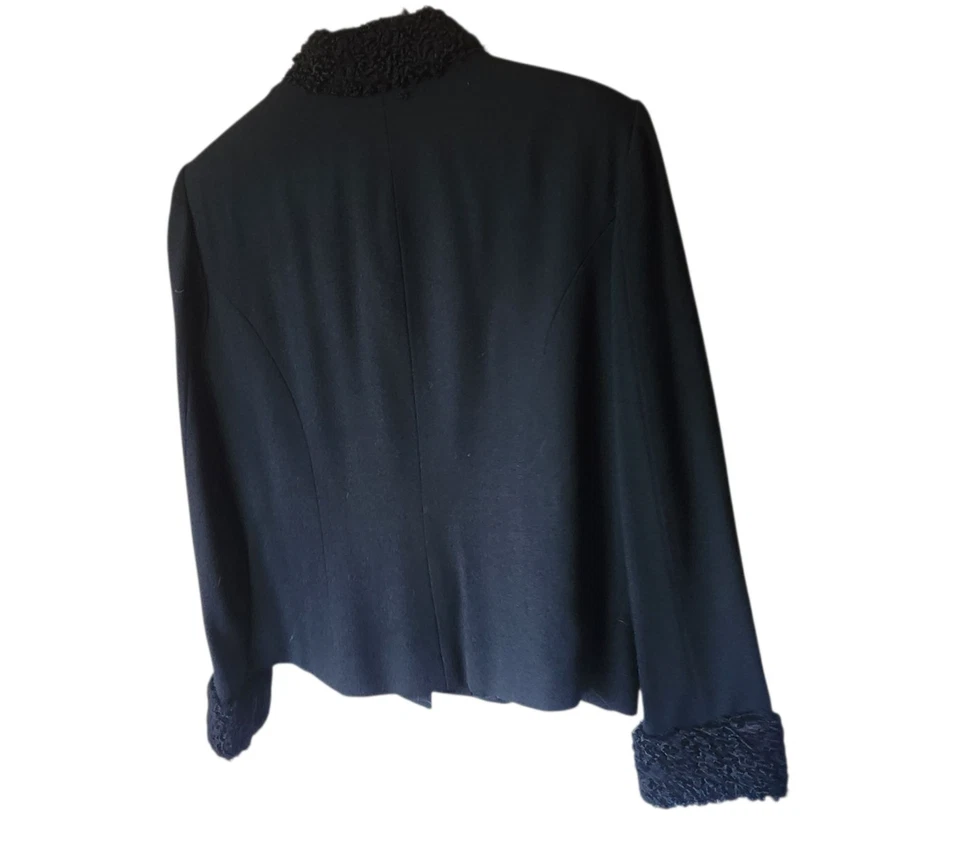 George Simonton 100 % Wool Jacket SZ 18 W Black Blazer Frog Closures Dressy - Image 3 of 4