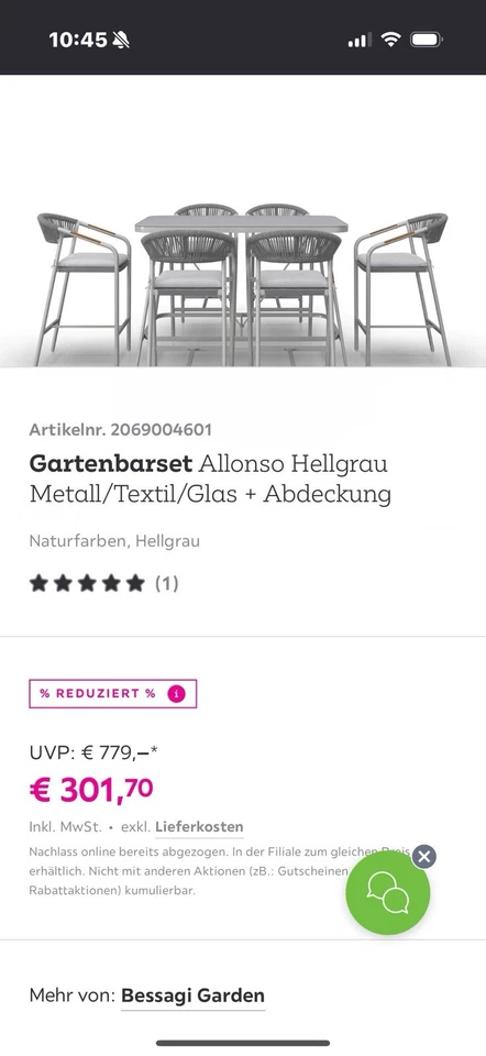 Gartenbarset Grau NEU Allonso Von Bessagi Garten Mit Kissen - Bild 3 von 3