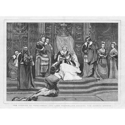 Eröffnung des Parlaments - Lesung der Rede der Königin - antiker Druck 1877