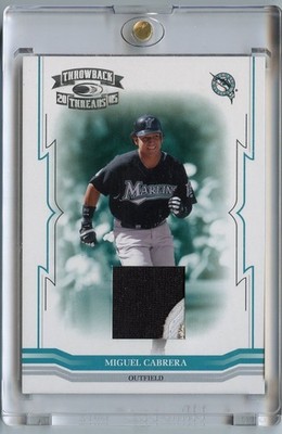 Miguel Cabrera 2005 Donruss Throwback Threads Material #/100 3 Color Patch