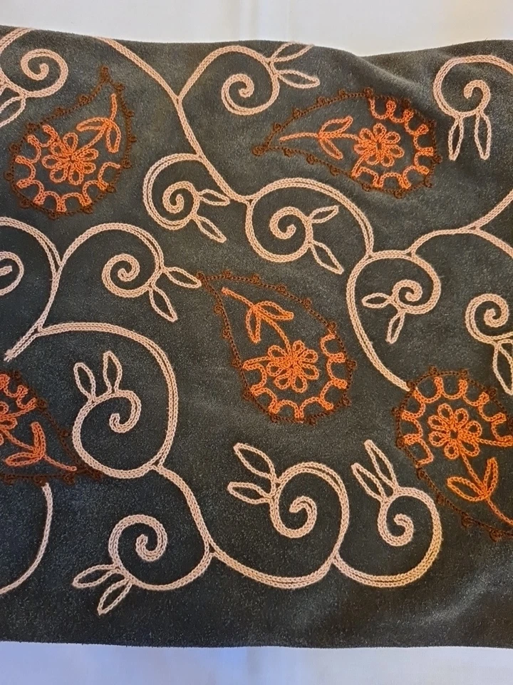 Vintage 80s Liberty Of London Green Embroidered Leather Hobo-style Shoulder Bag  - Image 4 of 4