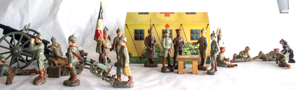 Elastolina alemã rara 1912-1918 Primeira Guerra Mundial 10cm equipe alemã HQ/layout hospitalar de campo - Imagem 2 de 4
