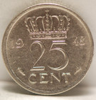 Netherlands, 1948 25 Cents, KM178, RF, NR, 7-16 — photo 2
