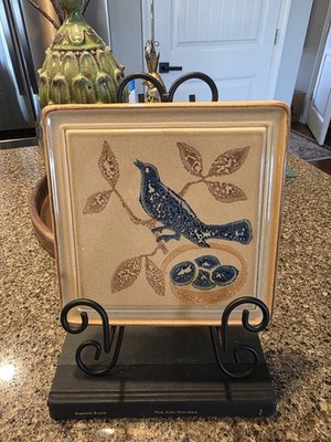 Vintage Pfaltzgraff USA Bird Nest Art Tile Trivet Folk Art M.A.F.A. #615