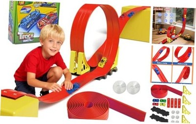 20ft Portable Race Track with Suction Cups - 2 Tracks/Red - Build Anywhere