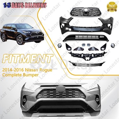 Complete Front Bumper Assembly Set Black For 2020 2021 2022 Toyota Highlander