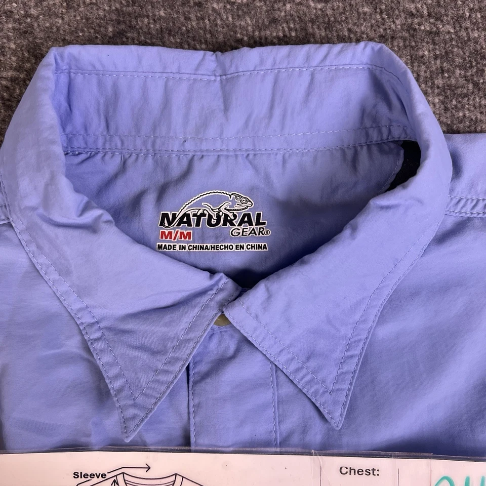 Natural Gear 衬衫男式 M 蓝色轻便通风钓鱼卷片 40+ UV 全新 — 第 4/4 张图片