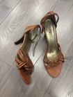 Franco Sarto Cognac Braided Leather Heels Brown 9.5 Open Toe Sandals — photo 1