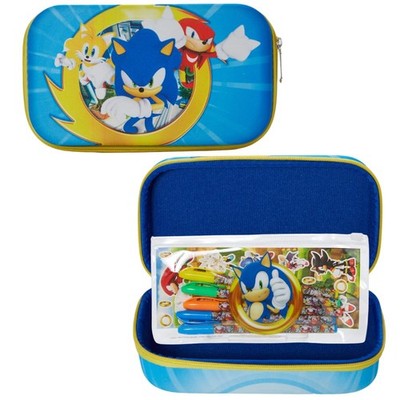 Sonic the Hedgehog Pencil Case Set with Stickers and Gel Pens for Kids, Molde...