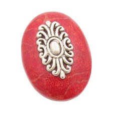 925 Sterling Silver Vintage Ring Oval Gemstone Swirly Flower Design Sz 8 RG33192