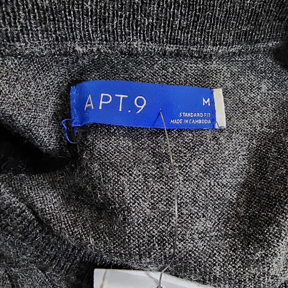 Apt.9 Mens Charcoal Merino Blend Crewneck Sweater Nwt Size Medium - Image 4 of 4