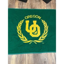 Vintage Biederlack Oregon Ducks Stadium Blanket Green Yellow USA Made