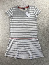 Vince Dress XL Gray White Striped Short Sleeve T Shirt Jersey Tennis NEW $88