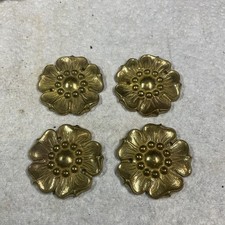 4 vintage brass tudor rose clock fitting rosette floral finial furniture Ormolu