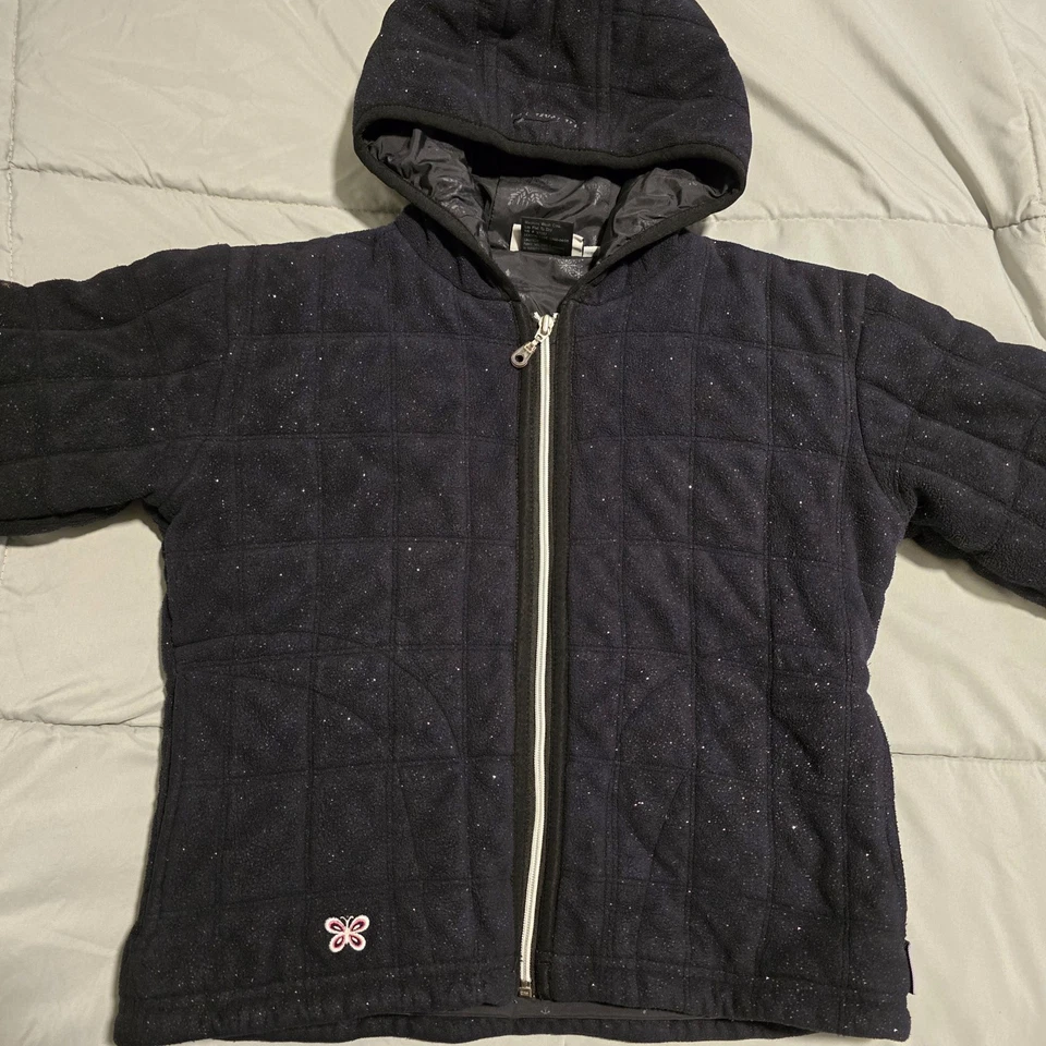 Obermeyer 女孩连帽闪光外套黑色 L 码 — 第 2/4 张图片