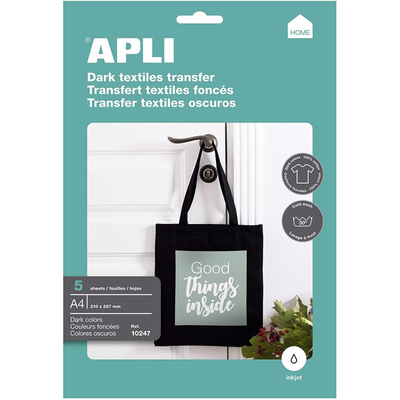Papier transfert textile couleur A4 Apli pour customiser un sac en toile