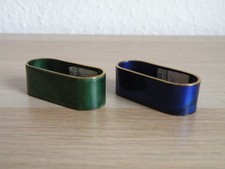 2 x PERLI SERVIETTENRINGE EMAILLE OVAL VINTAGE AUFKLEBER