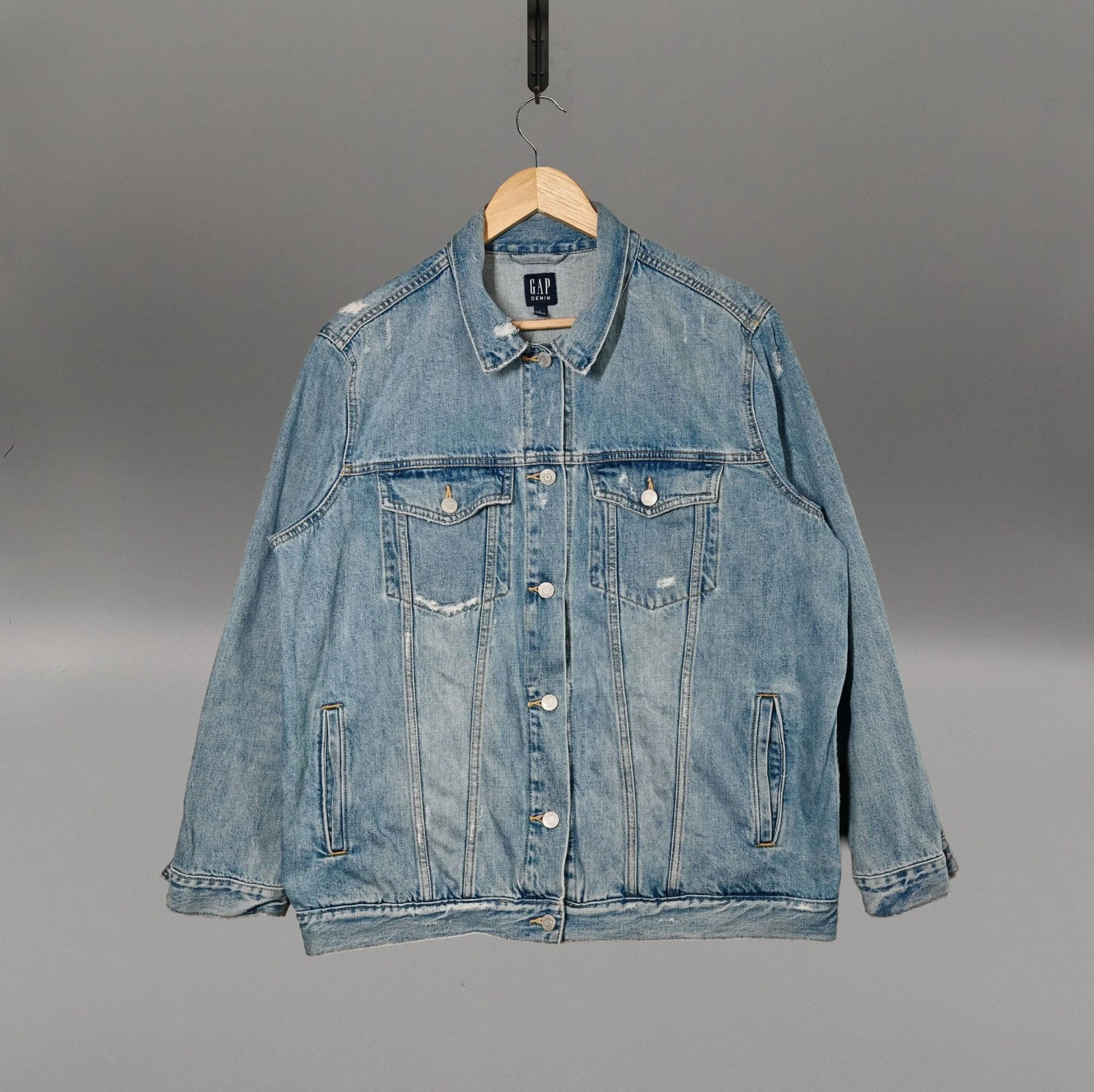 GAP Denim Oversized Icon Jacket Indigo Blue L Trucker 2019 Cotton 991