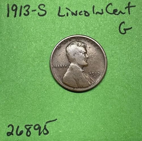 1913 S Lincoln Wheat Cent / Penny 1c Good