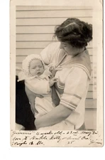 Young Mom-Baby Jimmie-Postmarked St. Paul Minn-Vintage Real Photo RPPC Postcard
