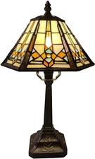 L10791 Mission Style Table Lamp Tiffany Stained Glass Night Light with Hexagonal